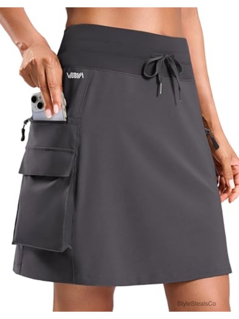 Women's Hiking Cargo Skort Knee Length 6 Pockets Lightweight Stretch
